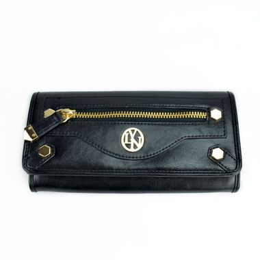 Lady Long Leather Wallet with Outside A Zipper Pocket