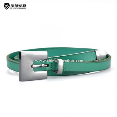 Lady Top Grain Leather Belt with Metal Keeper & Tip