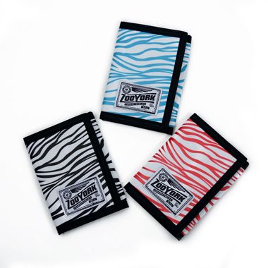 Zebra Printed Embroidered Logo Tri-Fold Nylon Wallet