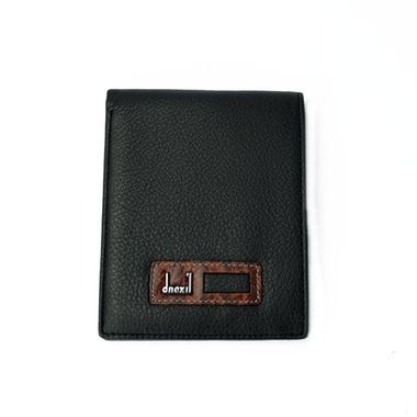 Man Black Bifold Genuine Leather Horizontal Wallet