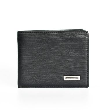 Man Textured Leather Wallet with Internal Zip Pocket