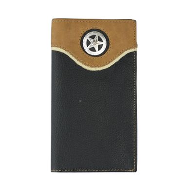 Genuine Leather Long Wallet with Metal Concho