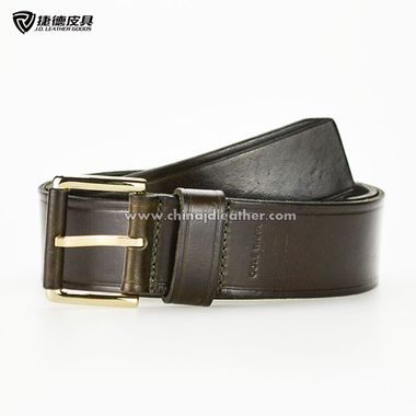 Women Full-grain Leather Belt with Two Parallel Groove Lines