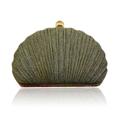 Lady Shine Pleated Seashell-shaped Frame Clutch