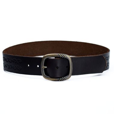 Men Debossed Top Grain Leather Belt