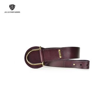 Women Wide Full-Grain Leather Belt with A Big Gold D Buckle