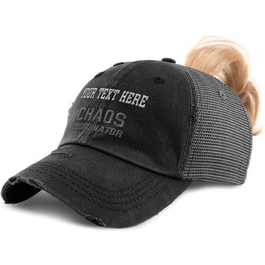 Womens Ponytail Cap Chaos Coordinator Grey Embroidery Cotton