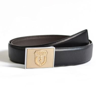 Genuine Leather Military Belt with Plain Buckle