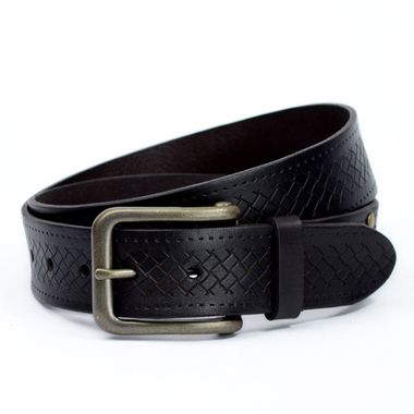 Men Leather Belt with Debossed Patterns