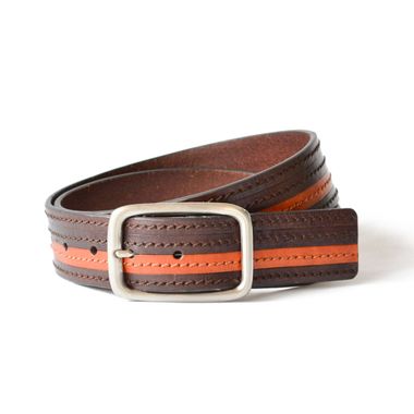 Men Four Lined and Striped Genuine Leather Belt