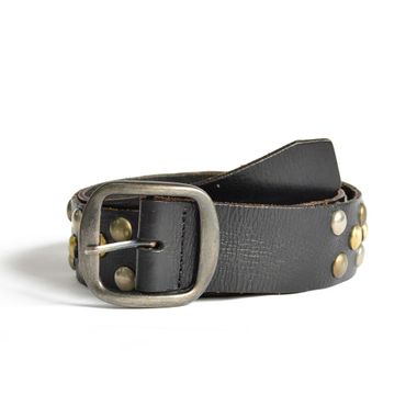 Women's Black Leather Belt with Studs