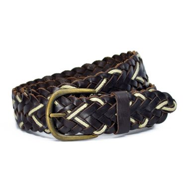Ladies Braided Leather Belt with Cotton String