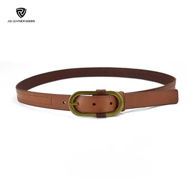 Women Fashion Leather Belt with A Oval Pin Buckle