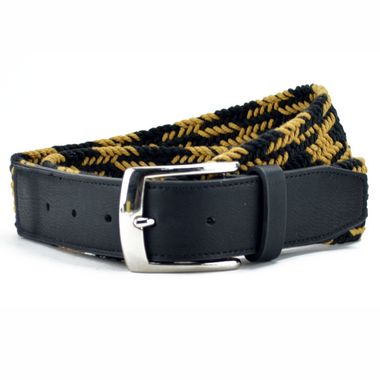 Mens Webbing Belt with PU Tab and Tip