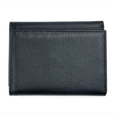 Man Black Tri-Fold Leather Wallet with ID Window