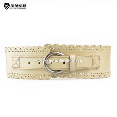 Women Wide Ranger Style Laced Edge Leather Belt