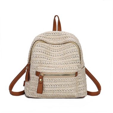 Foldable Soft Women Casual Straw Beach Backpack