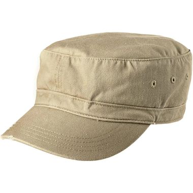 Military Style Distressed Enzyme Washed Cotton Twill Caps