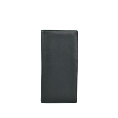 Man Black Bi-Fold Long Genuine Leather Wallet