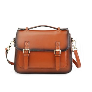 Women Brown Genuine Leather Messenger Bag Shoulder Bag