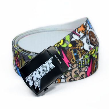 Men Full Printed Webbing Belt with Slider Buckle