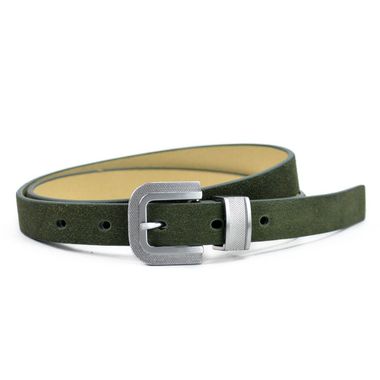 Women PU and Pig Leather Belt with Metallic Loop