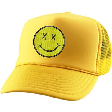 Trucker Hat Smiley Face Embroidered Adjustable Snapback