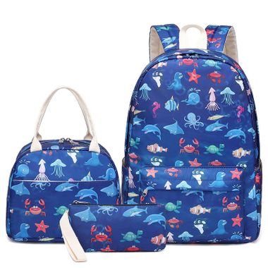 3 Piece Lunchbox and Pencil Pouch and School Backpack