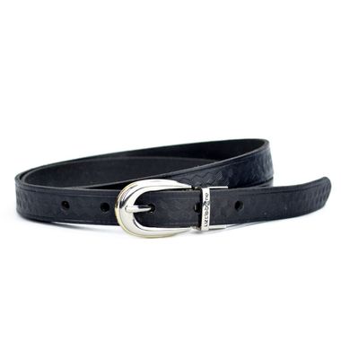 Women's Debossed Leather Belt with Grooves