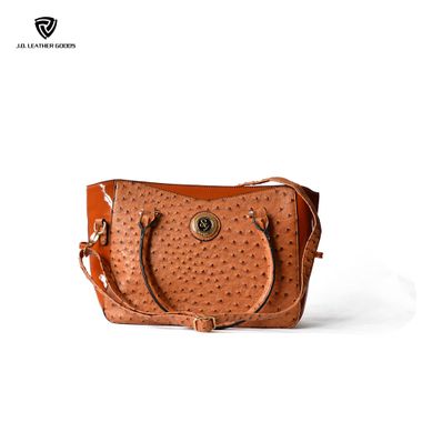 Lady PU Ostrich Texture Latest Designer Handbag with Metal Logo