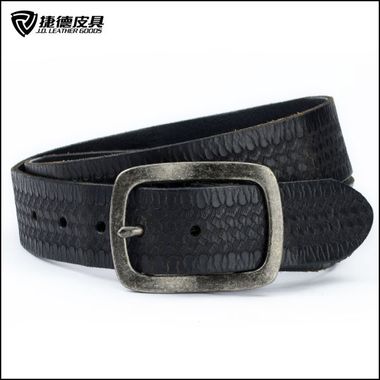 Men Debossed Leather Belt