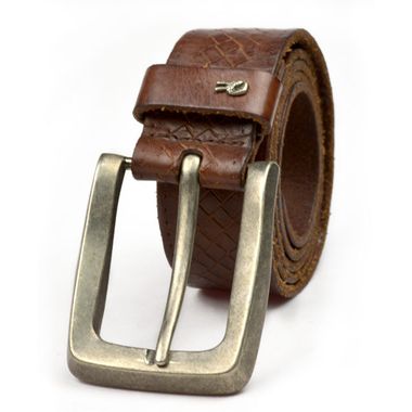 Man Debossed Leather Belt