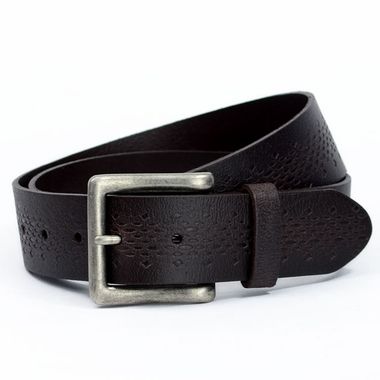 Men Leather Belt with Debossed Dots