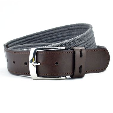 Men's Tan Leather and Knitted Belt