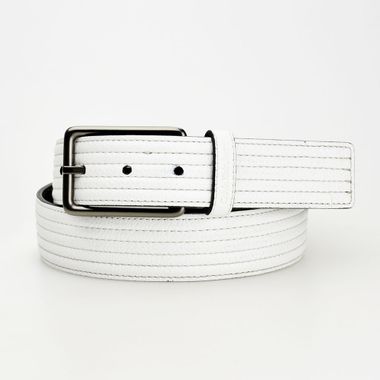 Man Parallel Stitched Split Leather Belt