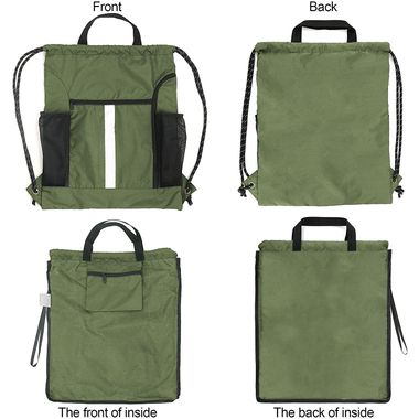 Moss Green Drawstring Backpack Sports Gym Bag
