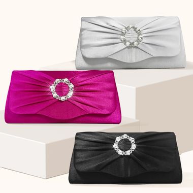 Lady’s Nylon Satin Butterfly Bow Flip Cover Evening Bag