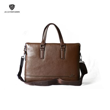 Double Handles Men Genuine Leather Business Handbag