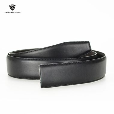 Men Stitched Feather Edge Leather Belt Strap