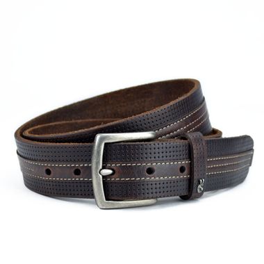 Men Center Stitched Buffalo Leather Belt