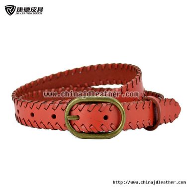 Women Red Laced Edge Leather Belt