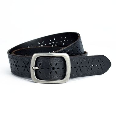 Ladies Leather Belt with Flower Patterns